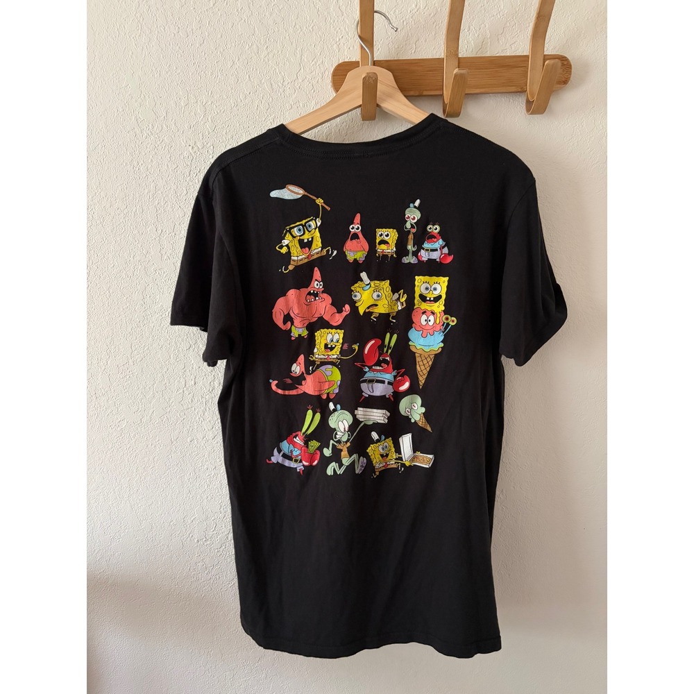 Nickelodeon Spongebob Squarepants Men's M Black Graphic T-Shirt Cotton Tee